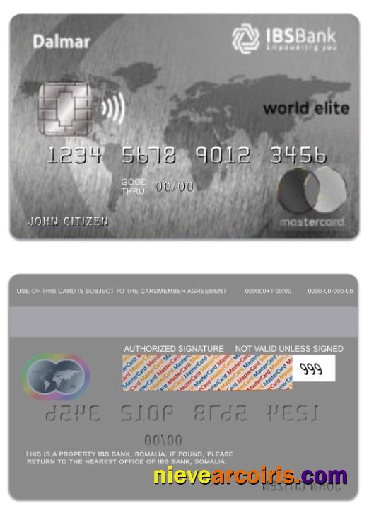 Somalia IBS Bank Dalmar world elite mastercard